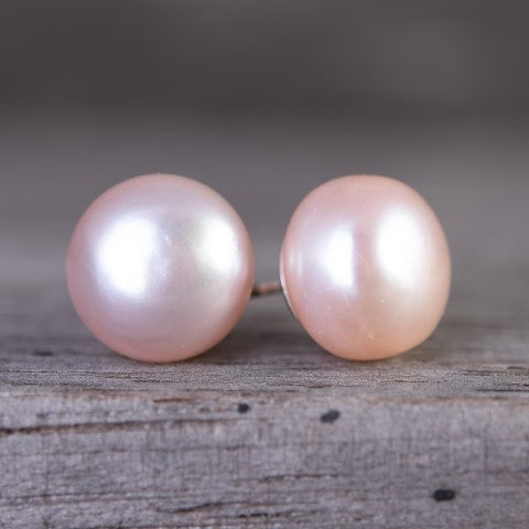 Pearl Button Stud Earrings