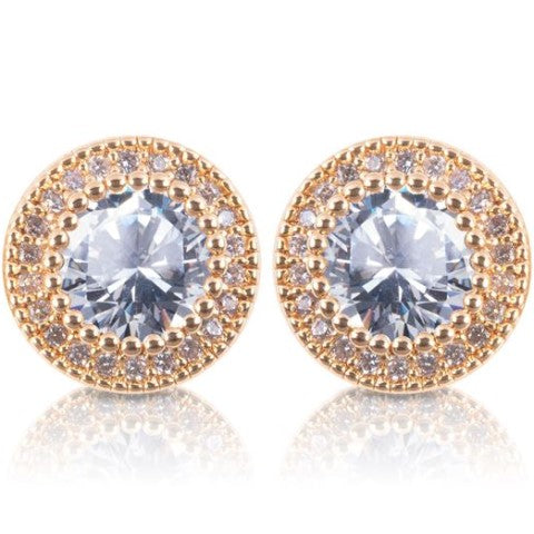 Round Halo Stud Earrings